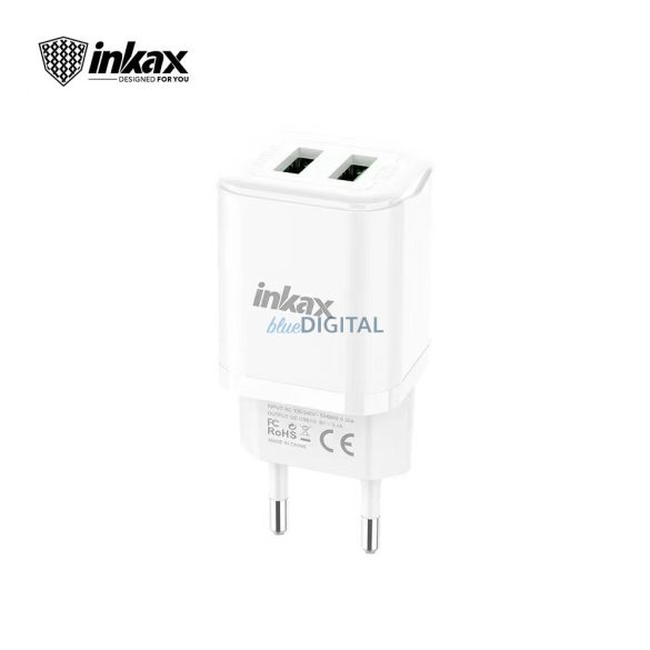 INKAX HC-01 2.4A Hálózati Töltőfej + Micro USB 1M Adatkábel - Fehér