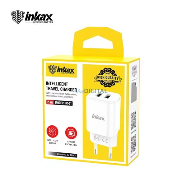 INKAX HC-02 2.4A Hálózati Töltőfej - Fehér