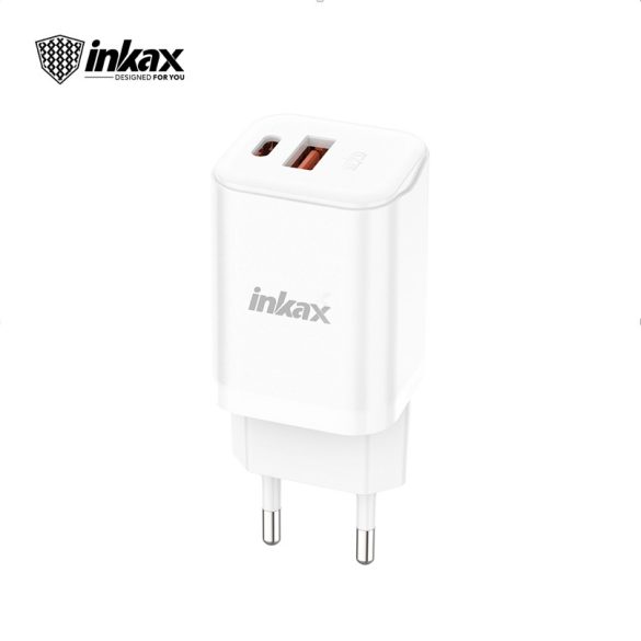 INKAX HC-05 QC 3.0 + 20W PD Hálózati Töltőfej + USB Type-C 1M Adatkábel - Fehér