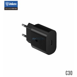 INKAX C30 PD 25W PD Hálózati Töltőfej + 1M PD USB Type-C Töltőkábel - Fekete