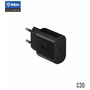 INKAX C30 PD 25W PD Hálózati Töltőfej + 1M PD Lightning Töltőkábel - Fekete