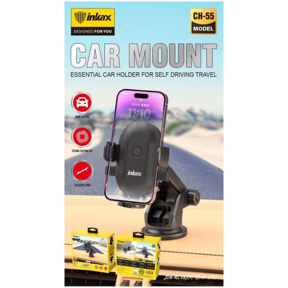 INKAX CH-55 Car Mount Autós Tartó - Fekete