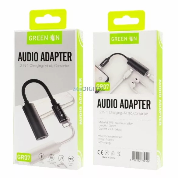 Green On GR07 Lightning Type-C Töltő Adapter - Fekete