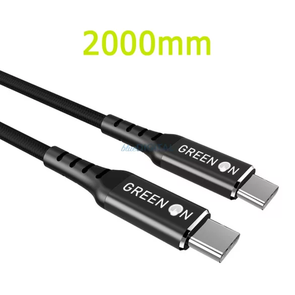 Green On GR08 PD 60W USB Type-C 2M Adatkábel - Fekete
