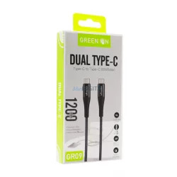 Green On GR09 PD 60W USB Type-C 1.2M Adatkábel - Fekete