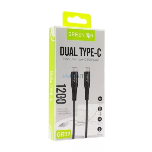 Green On GR09 PD 60W USB Type-C 1.2M Adatkábel - Fekete