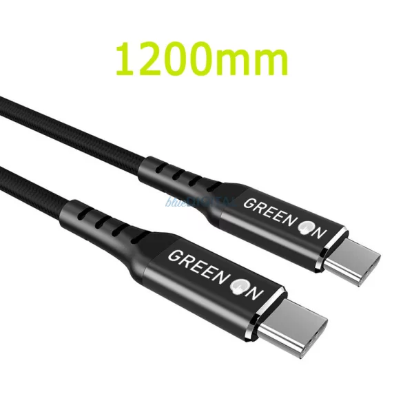Green On GR09 PD 60W USB Type-C 1.2M Adatkábel - Fekete