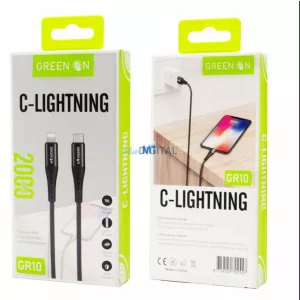 Green On GR10 PD 60W USB Lightning PD 2M Adatkábel - Fekete