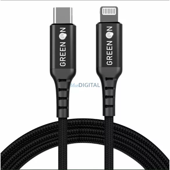 Green On GR10 PD 60W USB Lightning PD 2M Adatkábel - Fekete