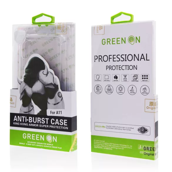 Samsung A21 Green On Anti Shock Hátlap - Átlátszó