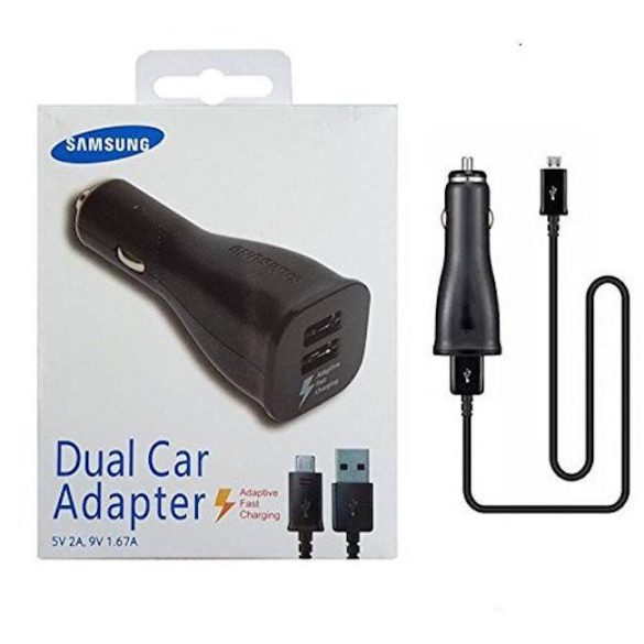 Samsung EP-LN920UBEGWW 15W 1XUSB Autós Adaptív Töltő Adapter + Micro USB Adatkábel - Fekete