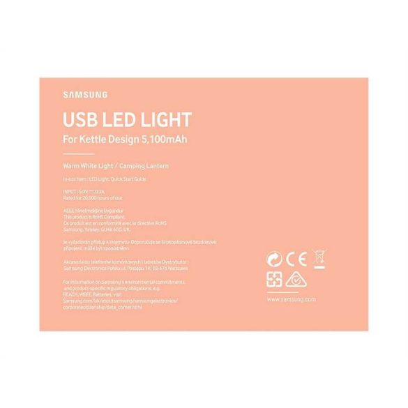 Samsung ET-LA510BREGWW USB LED Light Head Lámpa - Rózsaszín