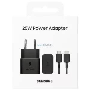Samsung T2510 25W Blister Hálozati Töltőfej + USB-C Adatkábel - Fekete