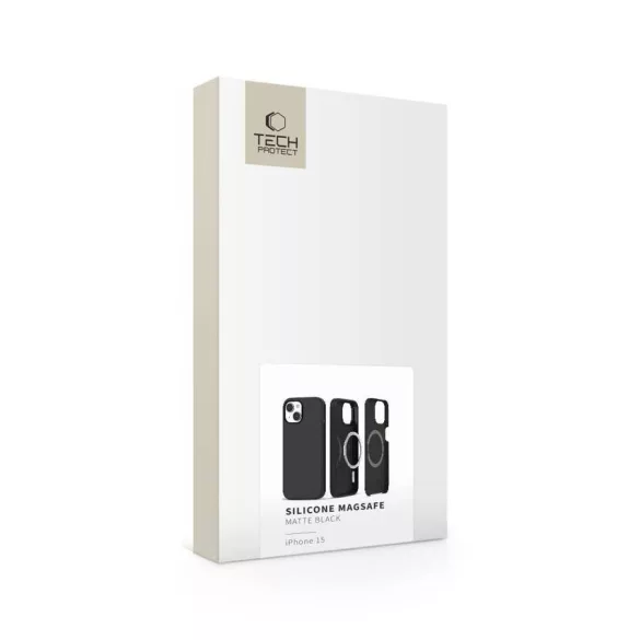 Apple iPhone 15 Tech-Protect Szilikon Magsafe Hátlap - Fekete