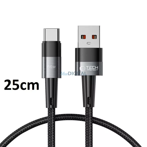 Tech-Protect UltraBoost 66W USB Type-C 25cm Adatkábel - Fekete