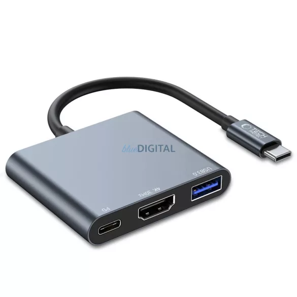 Tech-Protect V1 3in1 USB-C - USB-A 3.0 / USB-C PD 100W / HDMI 4K 30Hz HUB Adapter - Grafit