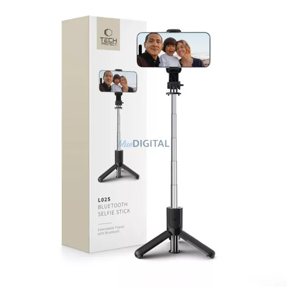 Tech-Protect L02S Bluetooth Tripod Stand Multifunkciós Wireless Gimbal Selfie Bot - Fekete