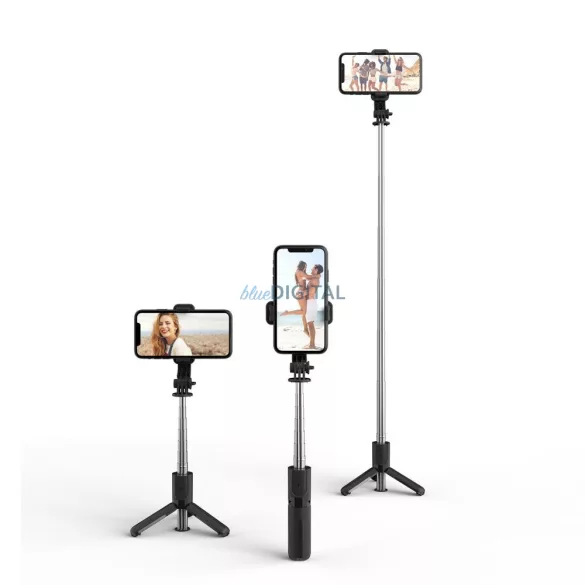 Tech-Protect L02S Bluetooth Tripod Stand Multifunkciós Wireless Gimbal Selfie Bot - Fekete
