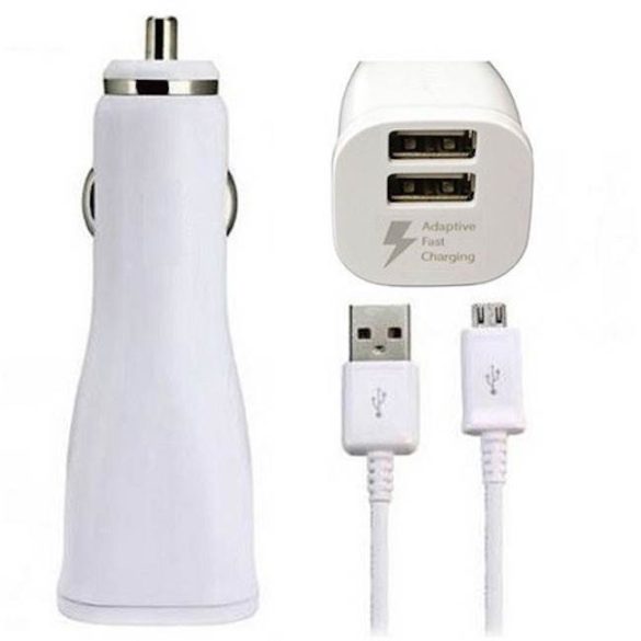 Samsung EP-LN920UWEGWW 15W 2XUSB Autós Adaptív Töltő Adapter + Micro USB Adatkábel - Fehér