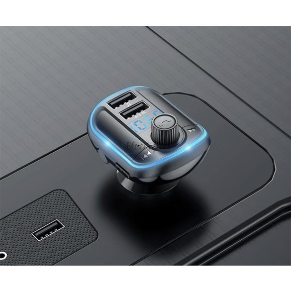 YESIDO Bluetooth FM-transmitter/szivargyújtó töltő - 2xUSB + MP3 + Flash/TF/microSD kártyaolvasó - YESIDO Y44 - fekete