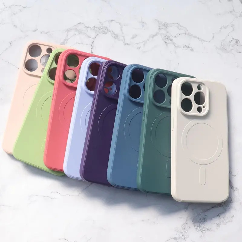 Silicone MagSafe-kompatibilis tok iPhone 15 Pro - szürke Silicone MagSafe-kompatibilis tok iPhone 15 Pro - szürke