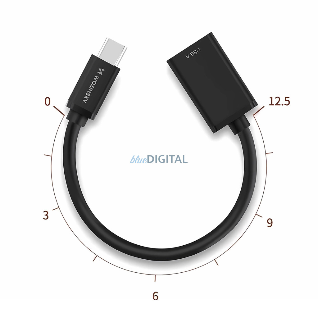 Wozinsky WOTGY1S USB-C 3.0 (férfi) - USB-A 3.0 (női) OTG adapter - Fekete