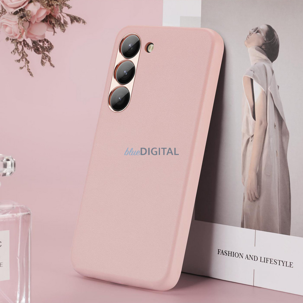 Dux Ducis Grit Samsung Galaxy S23+ műbőrből készült elegáns tok MagSafe rózsaszín