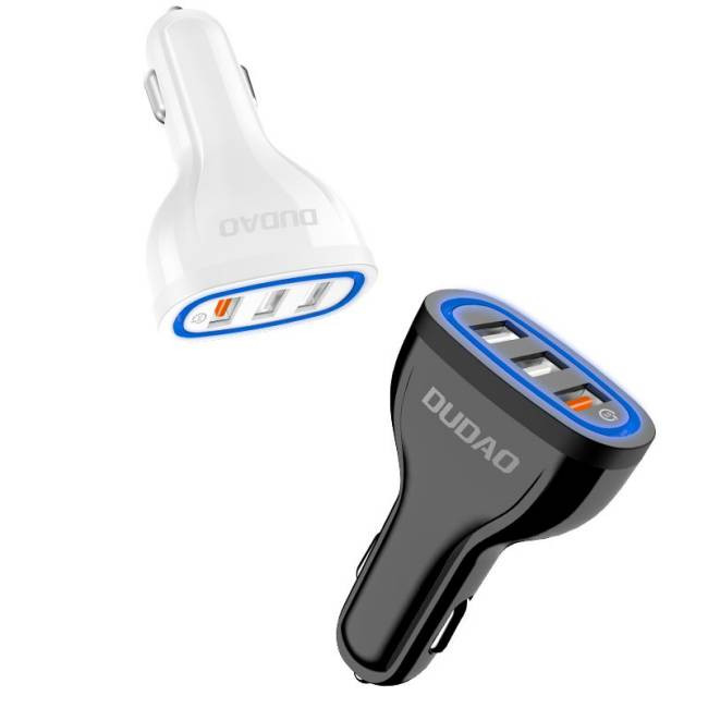 Dudao univerzális autós töltő 3x USB Quick Charge 3.0 QC3.0 2.4a 18W fehér (R7S fehér) Dudao univerzális autós töltő 3x USB Quick Charge 3.0 QC3.0 2.4a 18W fehér (R7S fehér)