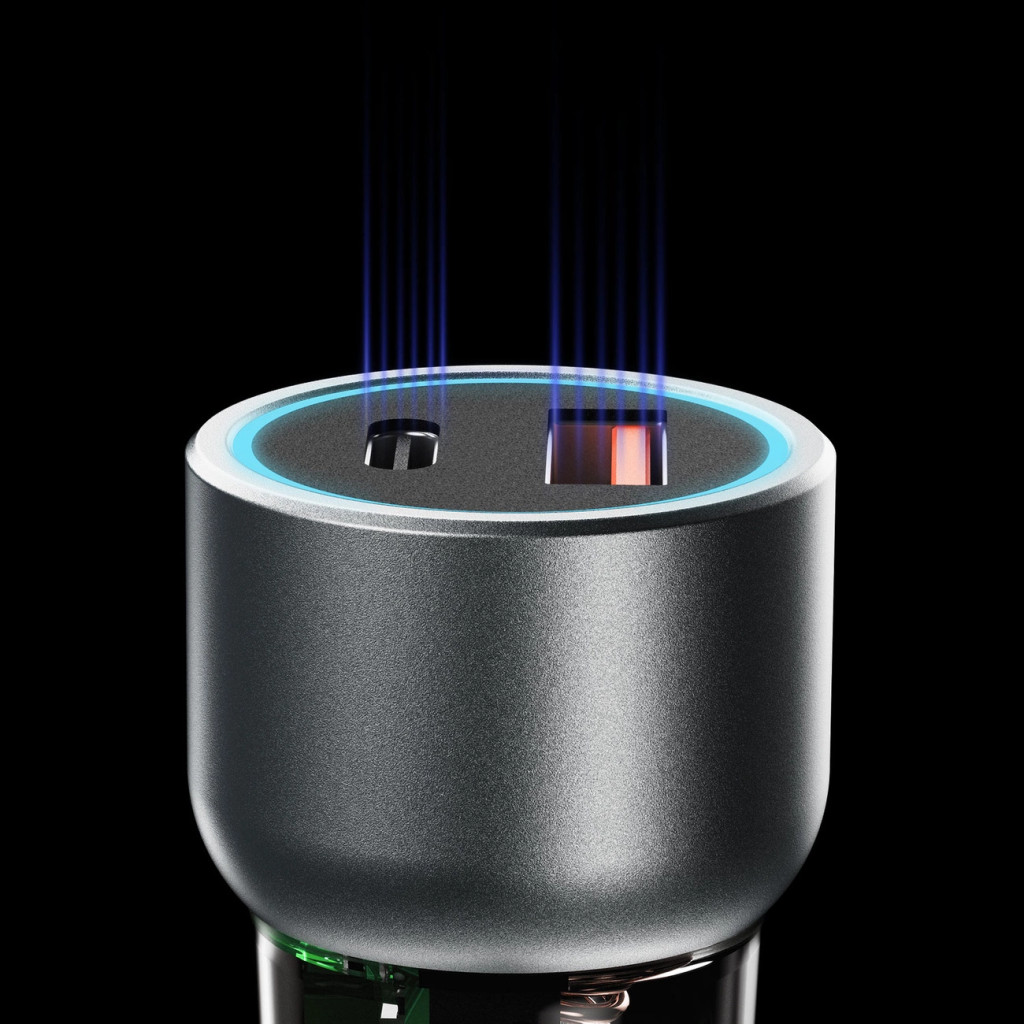 Dudao R4T autós töltő 1xUSB-A és 1xUSB-C csatlakozással 30W - szürke Dudao R4T autós töltő 1xUSB-A és 1xUSB-C csatlakozással 30W - szürke