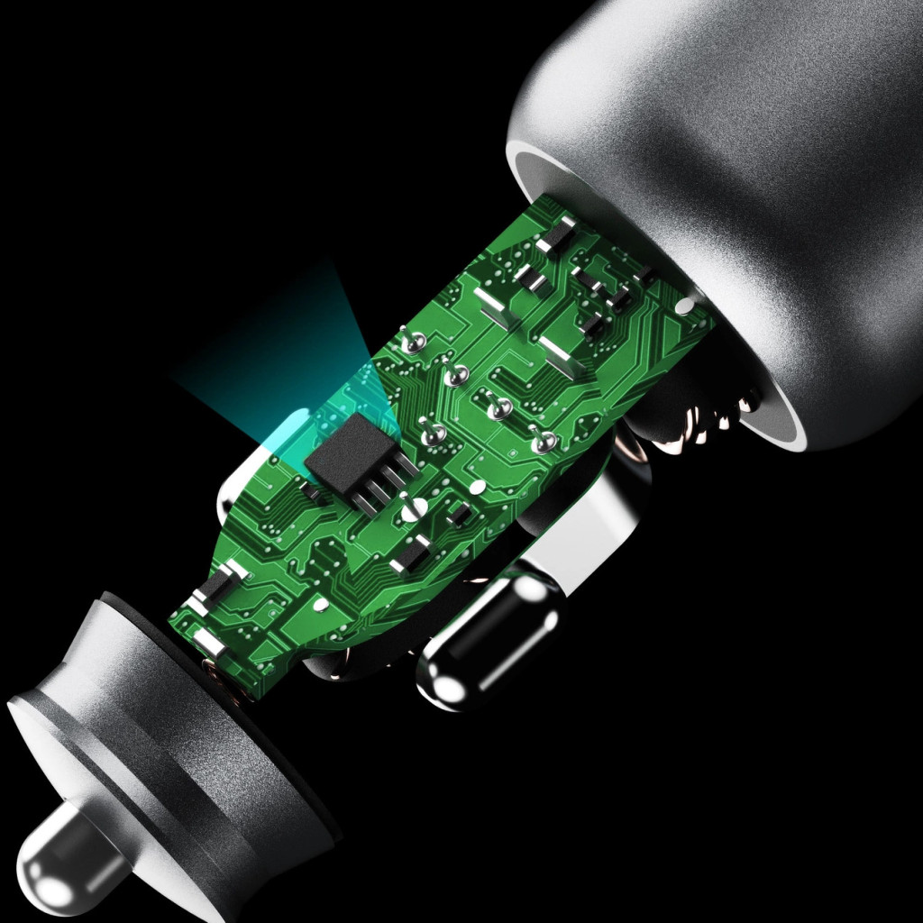 Dudao R4T autós töltő 1xUSB-A és 1xUSB-C csatlakozással 30W - szürke Dudao R4T autós töltő 1xUSB-A és 1xUSB-C csatlakozással 30W - szürke