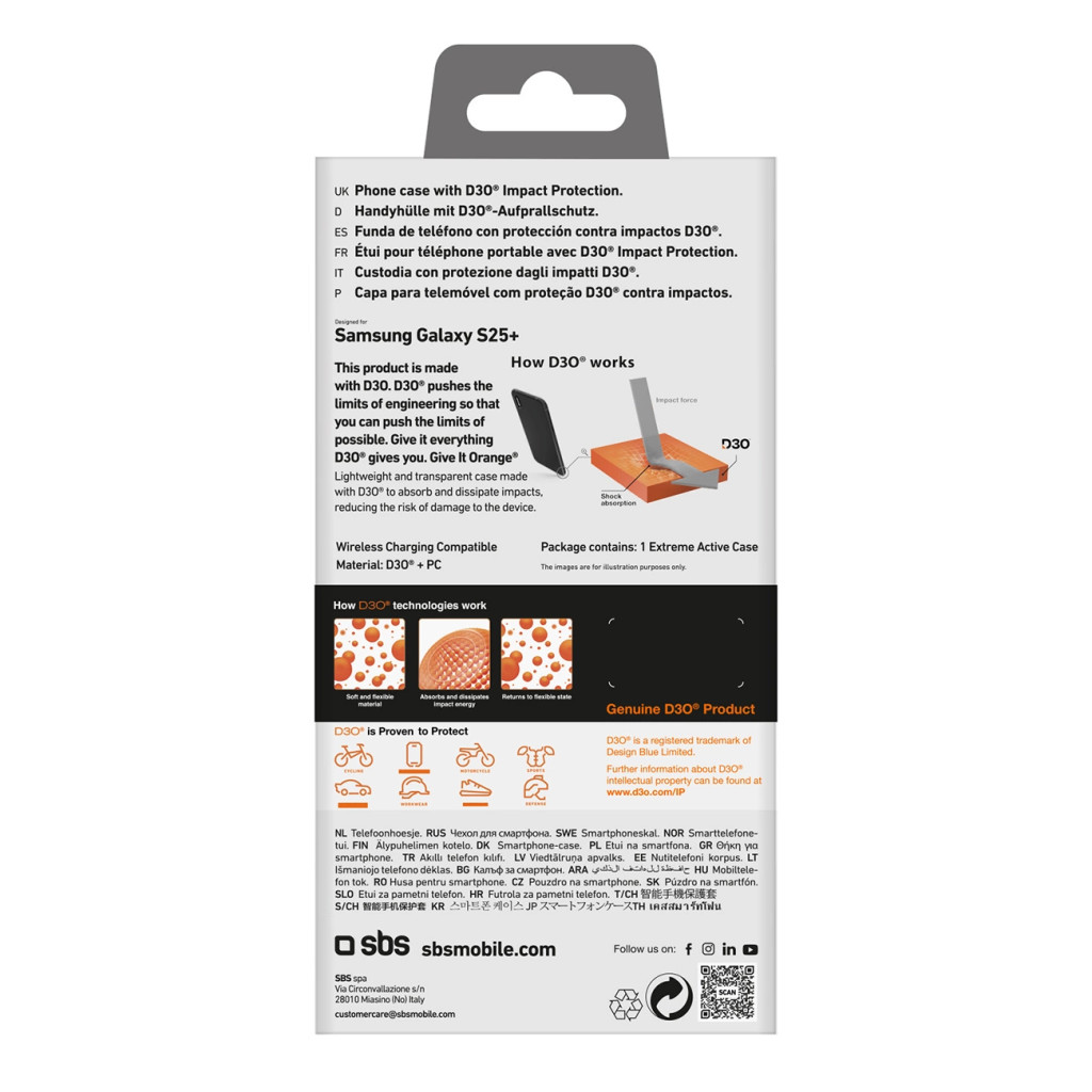 SBS D3O tok Samsung Galaxy S25 Plus - átlátszó