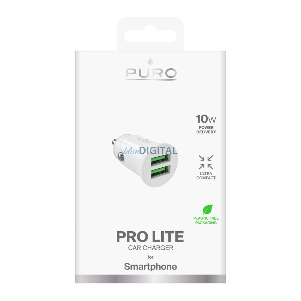 Puro Pro Lite autós töltő 2x USB-A 10W - fehér Puro Pro Lite autós töltő 2x USB-A 10W - fehér