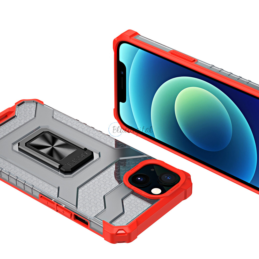 Crystal Ring tok kitámasztható Kemény tok iPhone 13 mini piros
