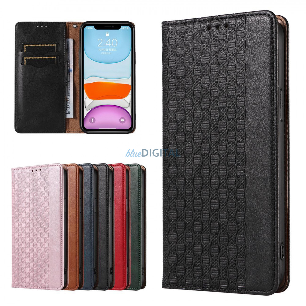 Mágneses pántos tok iPhone 12 tok pénztárca + mini nyaklánc medál fekete Mágneses pántos tok iPhone 12 tok pénztárca + mini nyaklánc medál fekete