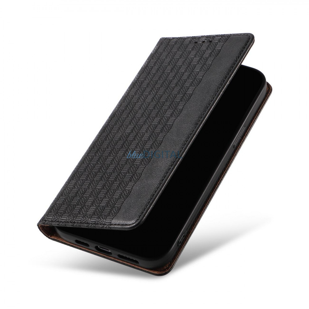 Mágneses pántos tok iPhone 12 tok pénztárca + mini nyaklánc medál fekete Mágneses pántos tok iPhone 12 tok pénztárca + mini nyaklánc medál fekete