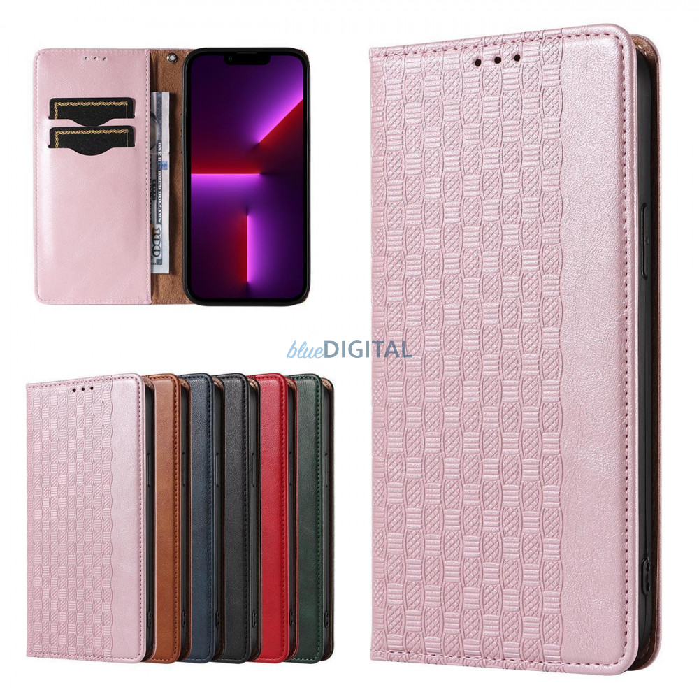Magnet Strap Case iPhone 14 Plus Flip Wallet Mini Lanyard Stand Pink