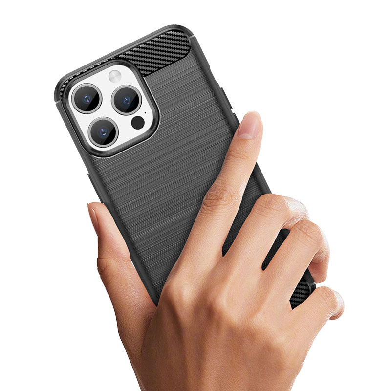 Flexible Carbon mintás tok iPhone 15 Pro Carbon tok - kék
