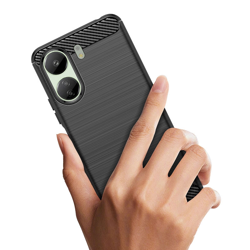 Etui Carbon Case Xiaomi Redmi 13c rugalmas szilikon tok - fekete