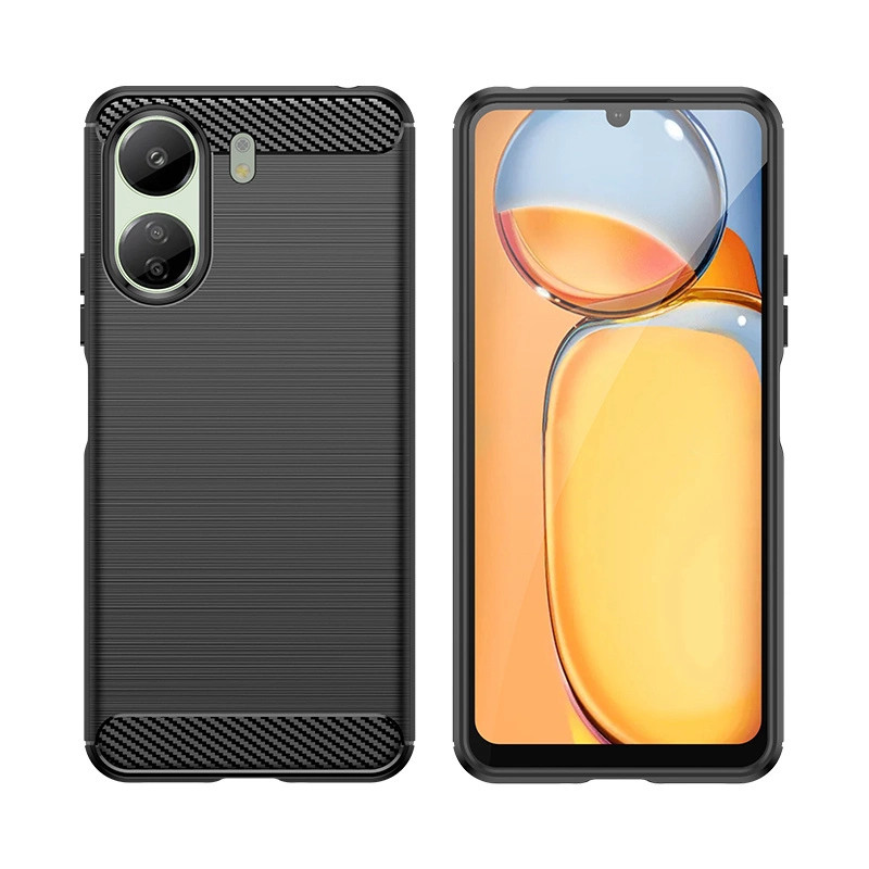 Etui Carbon Case Xiaomi Redmi 13c rugalmas szilikon tok - fekete