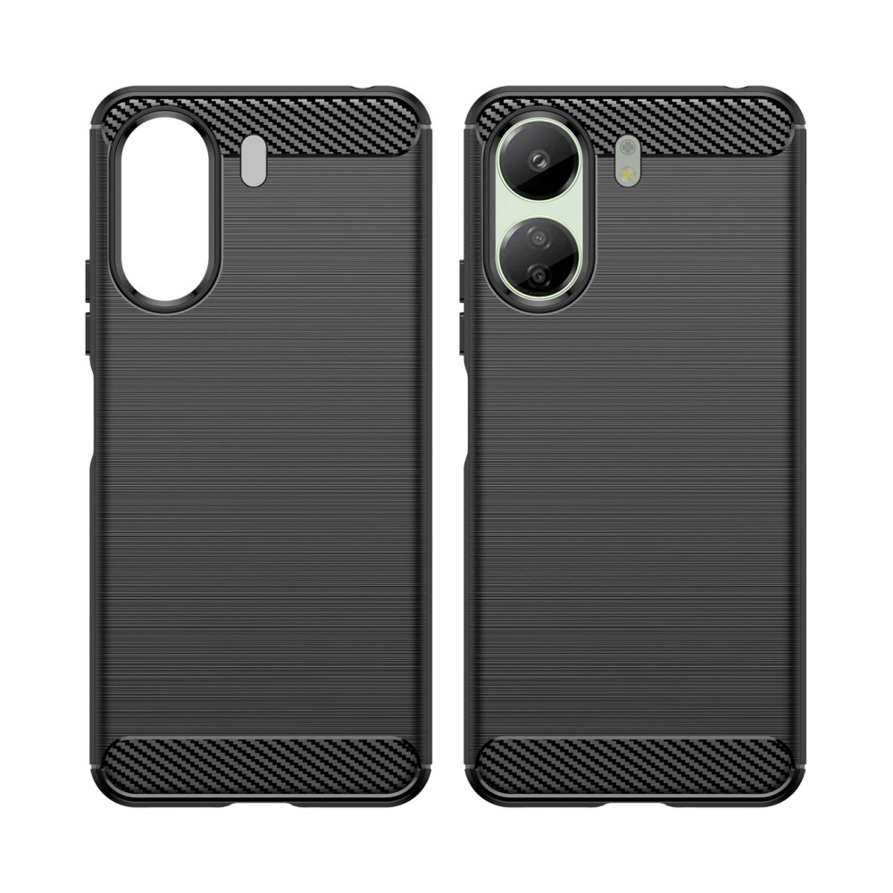 Etui Carbon Case Xiaomi Redmi 13c rugalmas szilikon tok - fekete
