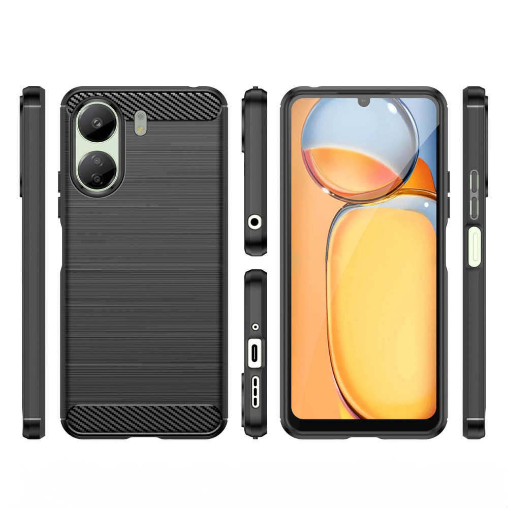 Etui Carbon Case Xiaomi Redmi 13c rugalmas szilikon tok - fekete
