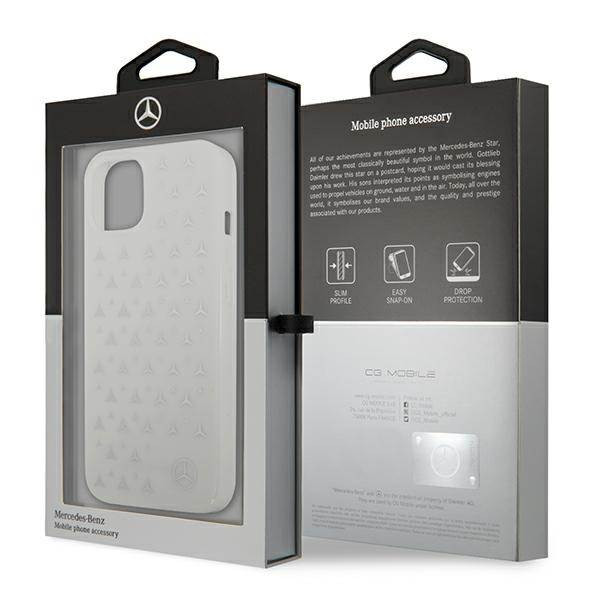 Mercedes MEHCP13SESPWH iPhone 13 mini 5,4" fehér ezüst csillag mintás keménytok Mercedes MEHCP13SESPWH iPhone 13 mini 5,4" fehér ezüst csillag mintás keménytok