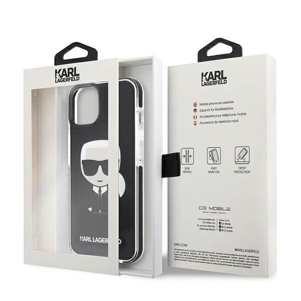 Karl Lagerfeld KLHCP13STPEIKK iPhone 13 mini 5,4" keménytok fekete ikonikus Karl Lagerfeld tok