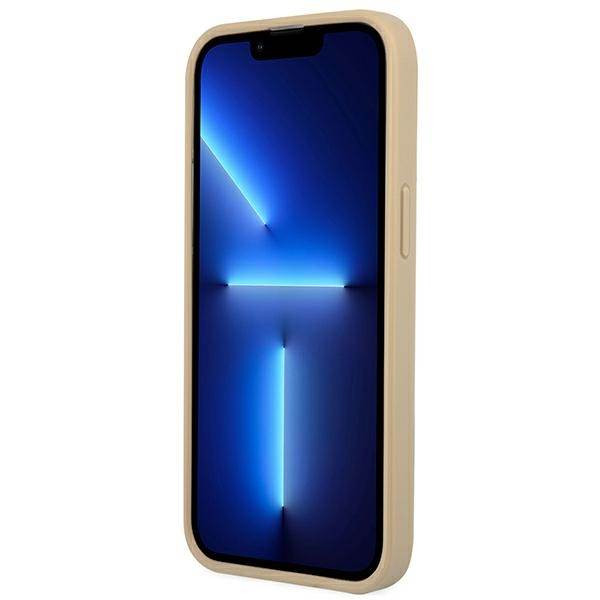 Guess GUHCP14MPSATLE iPhone 14 Plus 6.7" bézs színű keménytok SaffianoTriangle Logó