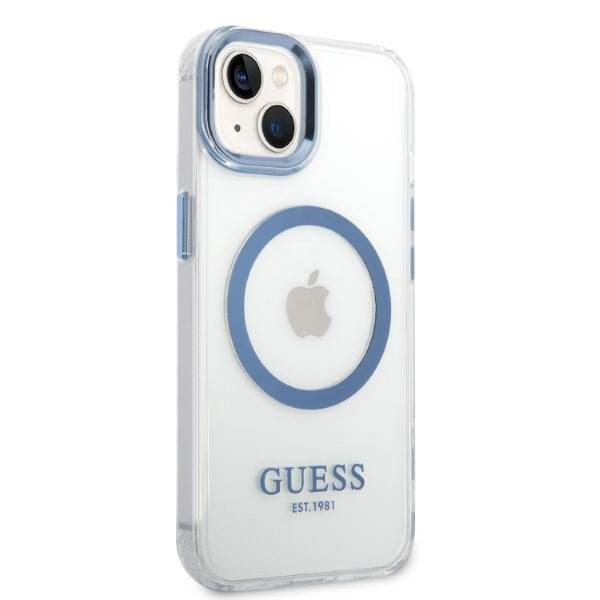 Guess GUHMP14MHTRMB iPhone 14 Plus 6.7" kék keménytok Fém körvonalú Magsafe tok