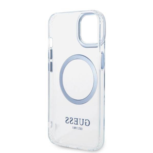 Guess GUHMP14MHTRMB iPhone 14 Plus 6.7" kék keménytok Fém körvonalú Magsafe tok