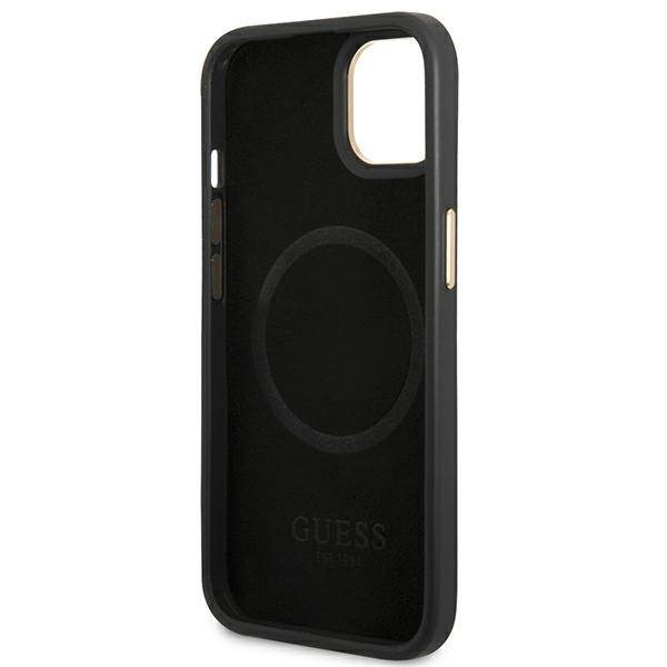 Guess GUHMP14MU4GPRK iPhone 14 Plus 6.7" fekete keménytok 4G Logo Plate MagSafe
