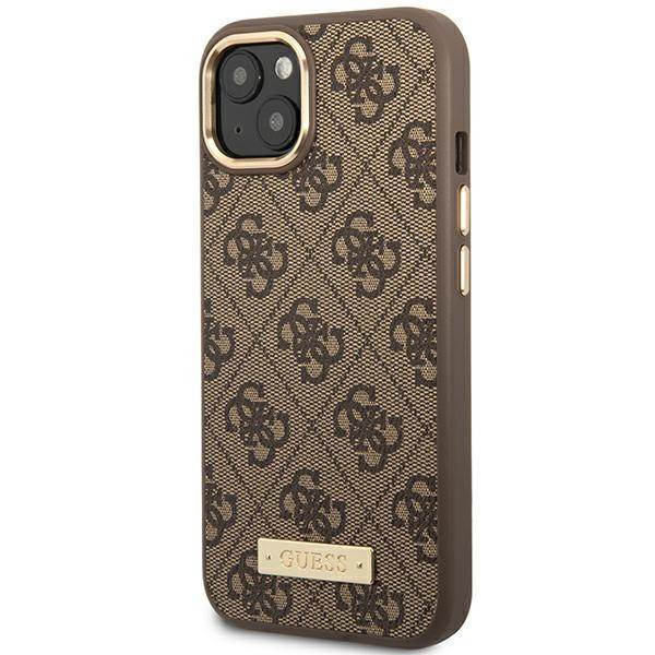 Guess GUHMP14MU4GPRW iPhone 14 Plus 6.7" barna keménytok 4G Logo Plate MagSafe