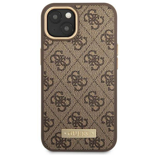 Guess GUHMP14MU4GPRW iPhone 14 Plus 6.7" barna keménytok 4G Logo Plate MagSafe