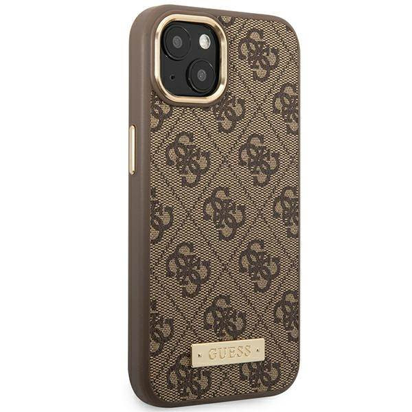 Guess GUHMP14MU4GPRW iPhone 14 Plus 6.7" barna keménytok 4G Logo Plate MagSafe